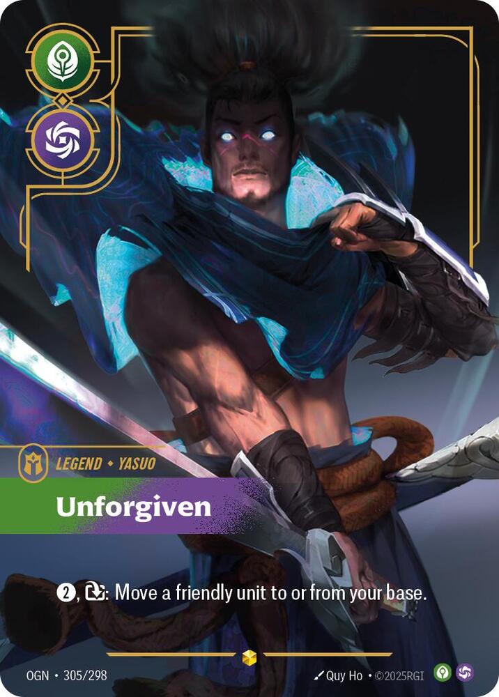 Yasuo, Unforgiven (V.2 - Showcase) - Origins (Showcase) [OGN-305] — riftbound card