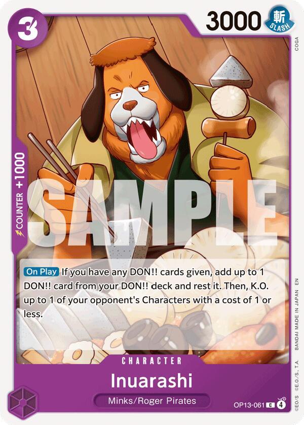 Inuarashi (OP13-061) - Carrying on his Will (Common) [OP13-061] — one-piece card Immagine principale del prodotto
