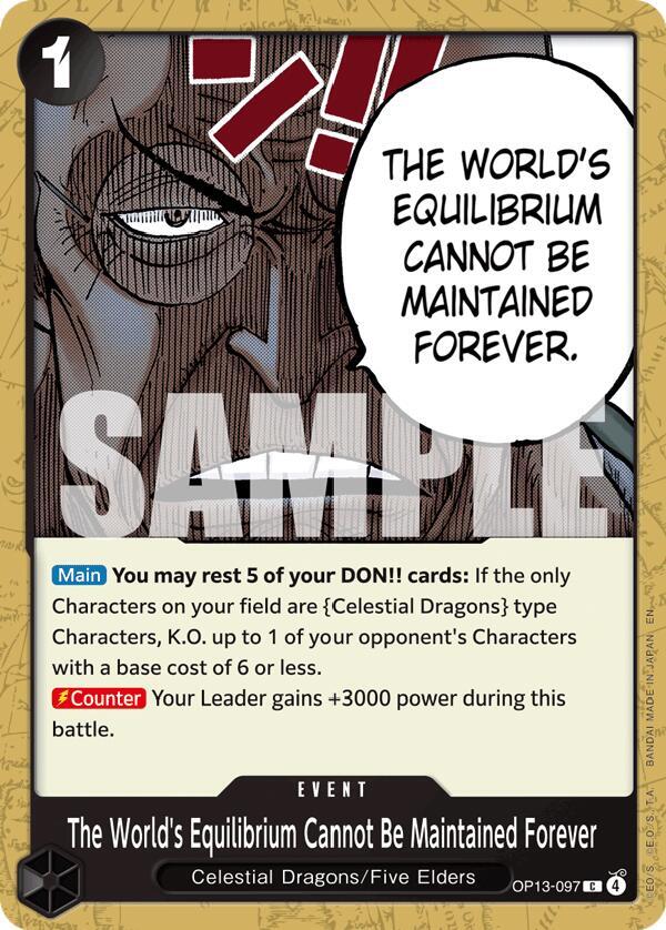 The World's Equilibrium Cannot Be Maintained Forever (OP13-097) - Carrying on his Will (Common) [OP13-097] — one-piece card