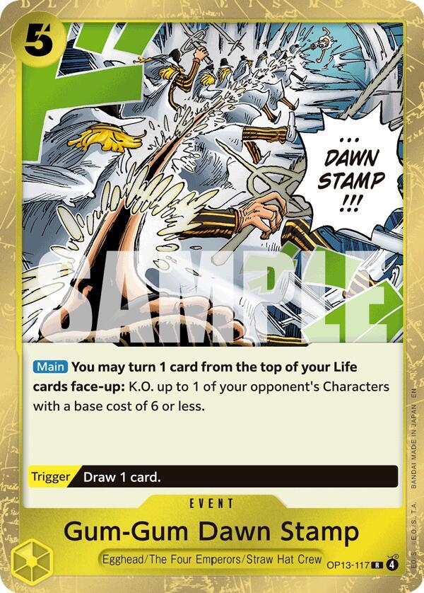 Gum-Gum Dawn Stamp (OP13-117) - Carrying on his Will (Rare) [OP13-117] — one-piece card