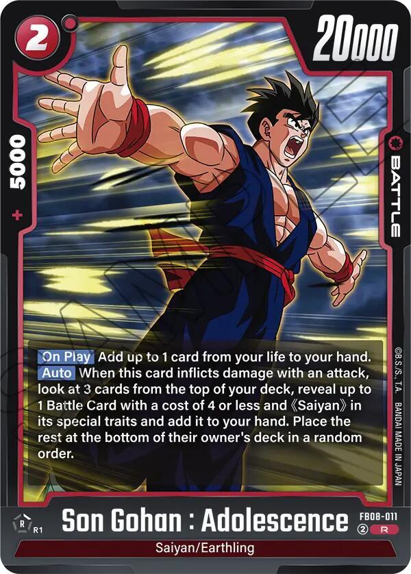 Son Gohan : Adolescence (FB08-011) - Saiyan's Pride [Fusion World] (Rare) [FB08-011] — dragon-ball card
