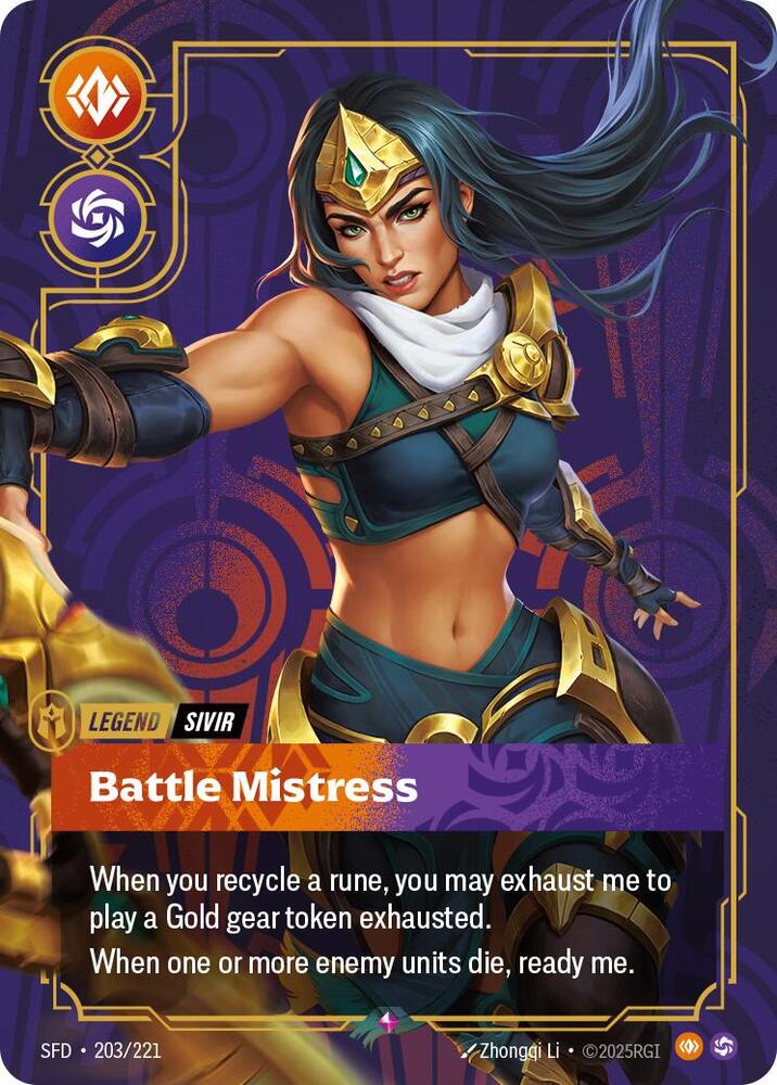 Sivir, Battle Mistress (V.1 - Rare) - Spiritforged (Rare) [SFD-203] — riftbound card
