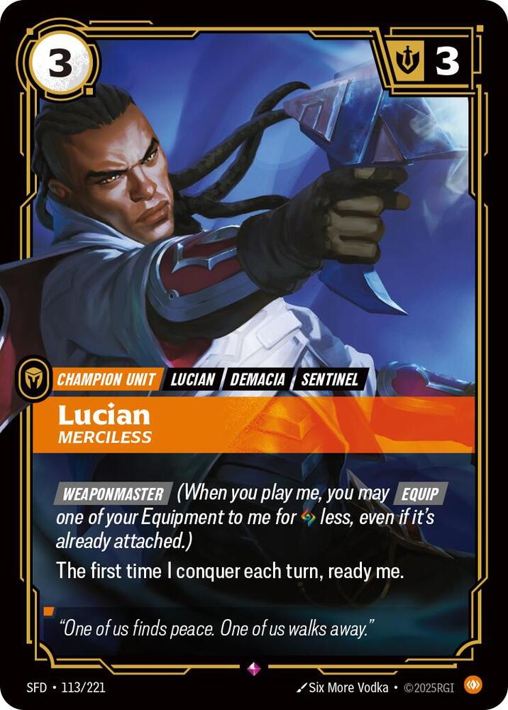 Lucian, Merciless (V.1 - Rare) - Spiritforged (Rare) [SFD-113] — riftbound card
