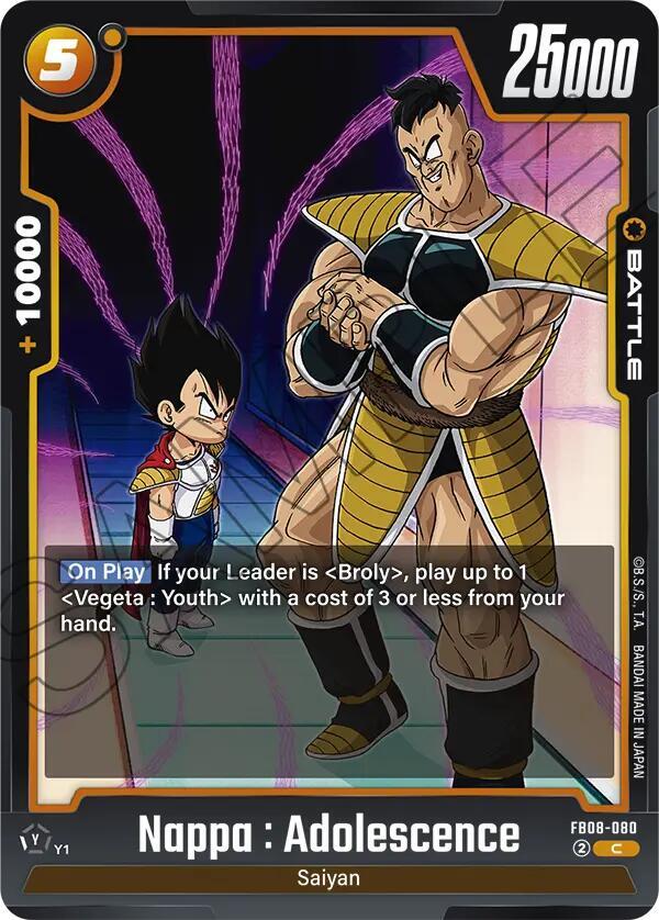 Nappa : Adolescence (FB08-080) - Saiyan's Pride [Fusion World] (Common) [FB08-080] — dragon-ball card