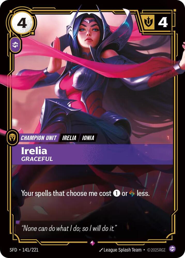 Irelia, Graceful (V.1 - Rare) - Spiritforged (Rare) [SFD-141] — riftbound card