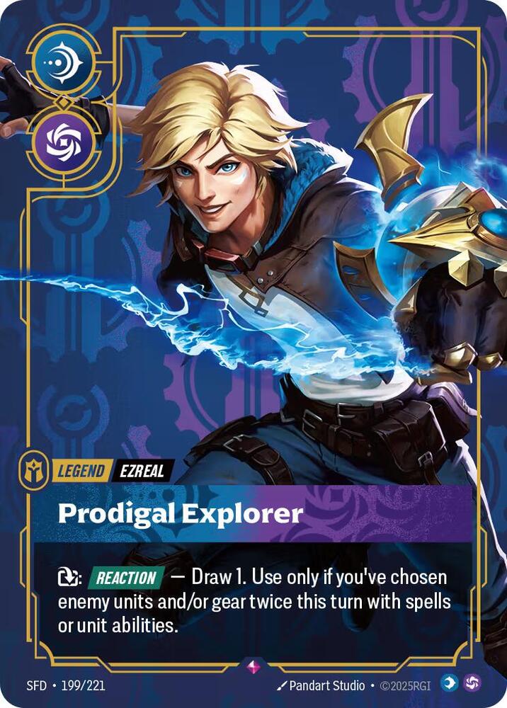 Ezreal, Prodigal Explorer (V.1 - Rare) - Spiritforged (Rare) [SFD-199] — riftbound card