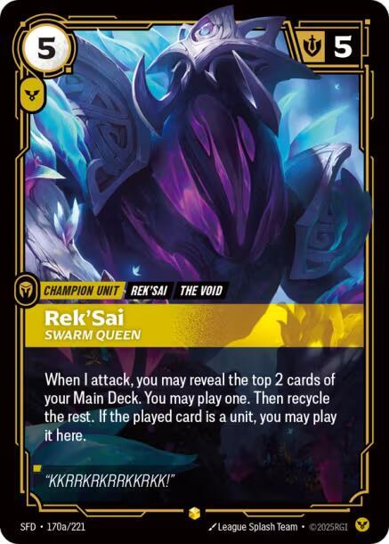 Rek'Sai, Swarm Queen (V.2 - Showcase) - Spiritforged (Showcase) [SFD-170a] — riftbound card