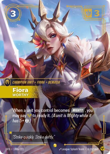 Fiora, Worthy (V.2 - Showcase) - Spiritforged (Showcase) [SFD-180a] — riftbound card