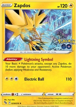 Zapdos - Pokémon GO (Holo Rare) [PGO-029] Hover Image