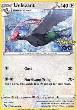 Unfezant - Pokémon GO (Uncommon) [PGO-063] Imagen principal del producto