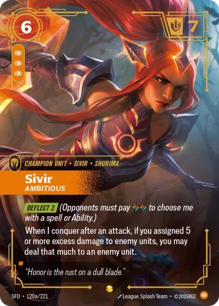 Sivir, Ambitious (V.2 - Showcase) - Spiritforged (Showcase) [SFD-120a] — riftbound card