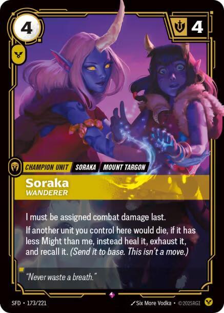 Soraka, Wanderer (V.1 - Rare) - Spiritforged (Rare) [SFD-173] — riftbound card Hauptbild