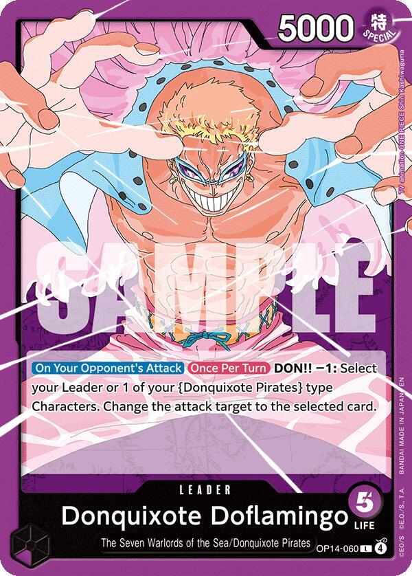 Donquixote Doflamingo (OP14-060) (V.1) - The Azure Sea's Seven (Leader) [OP14-060] — one-piece card Immagine principale del prodotto