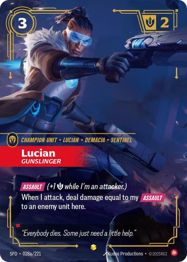 Lucian, Gunslinger (V.2 - Showcase) - Spiritforged (Showcase) [SFD-028a] — riftbound card