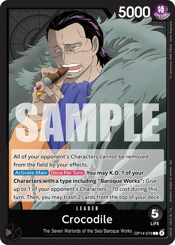 Crocodile (OP14-079) (V.1) - The Azure Sea's Seven (Leader) [OP14-079] — one-piece card