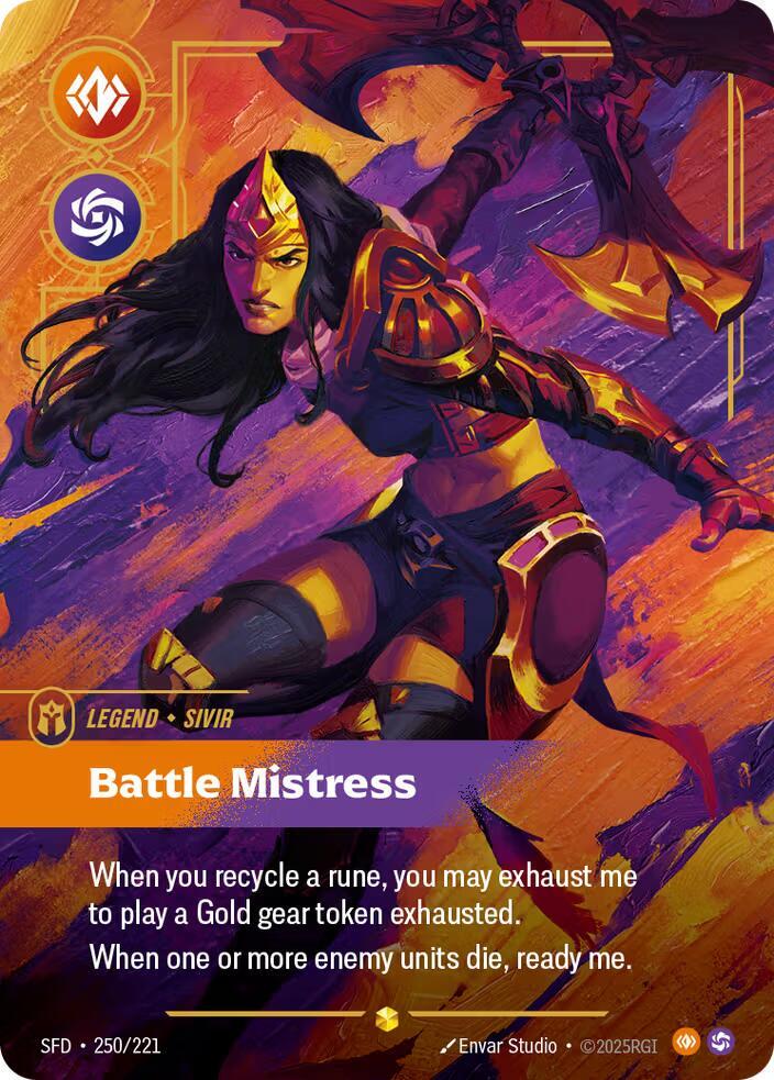 Sivir, Battle Mistress (V.2 - Showcase) - Spiritforged (Showcase) [SFD-250] — riftbound card