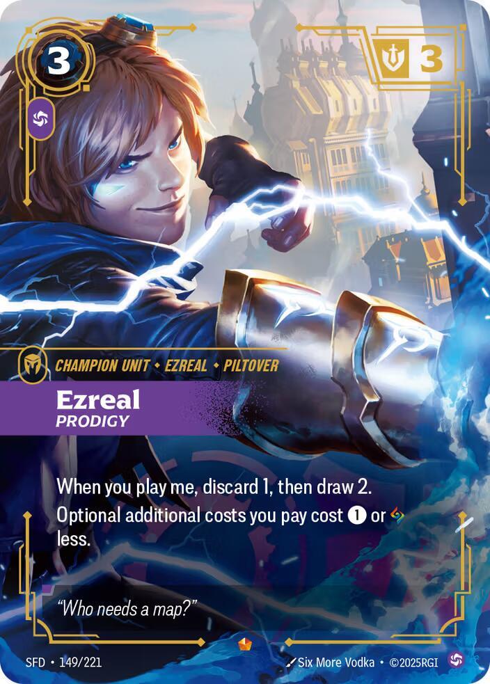 Ezreal, Prodigy (V.1 - Epic) - Spiritforged (Epic) [SFD-149] — riftbound card