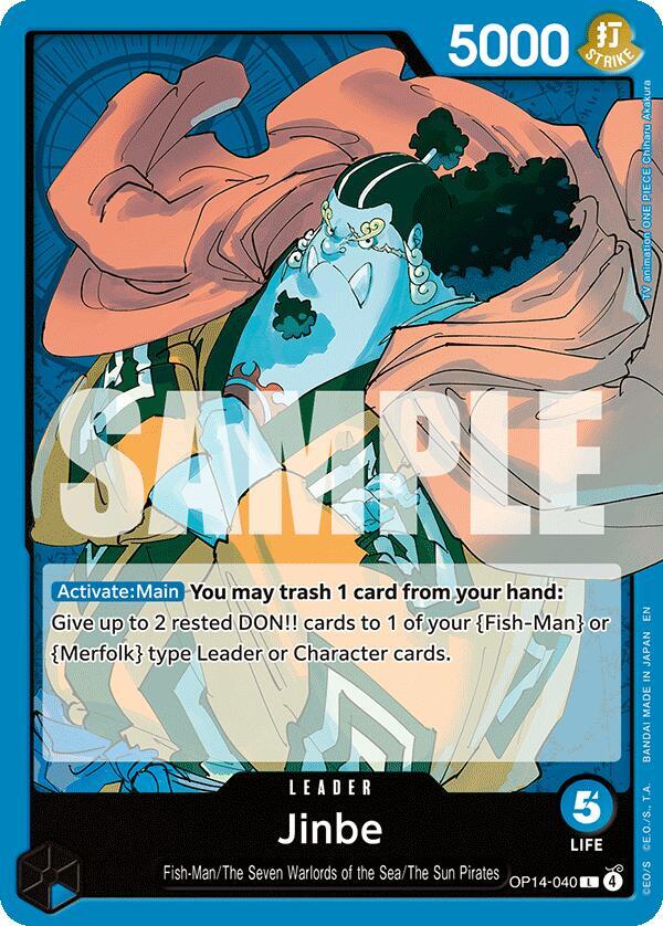 Jinbe (OP14-040) (V.1) - The Azure Sea's Seven (Leader) [OP14-040] — one-piece card