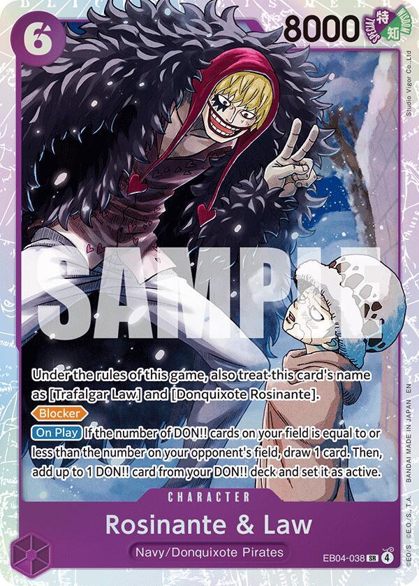Rosinante & Law (EB04-038) (V.1) - The Azure Sea's Seven (Super Rare) [OP14-EB04-038] — one-piece card