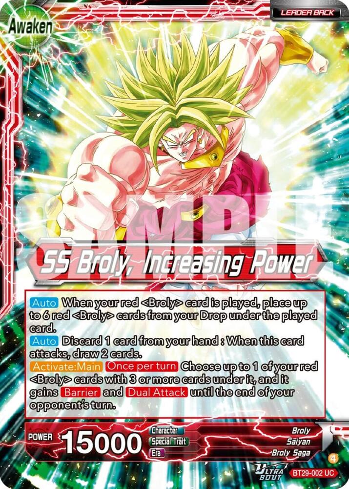 Broly // SS Broly, Increasing Power (V.1 - Uncommon) - Fearsome Rivals (Uncommon) [BT29-002] — dragon-ball card