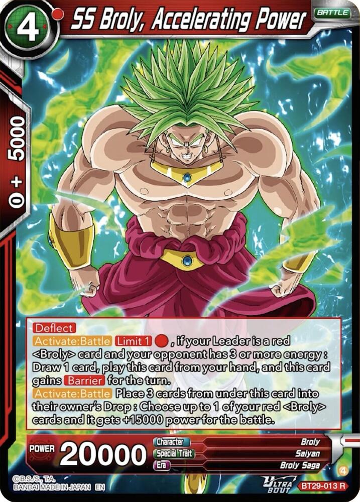 SS Broly, Accelerating Power - Fearsome Rivals (Rare) [BT29-013] — dragon-ball card