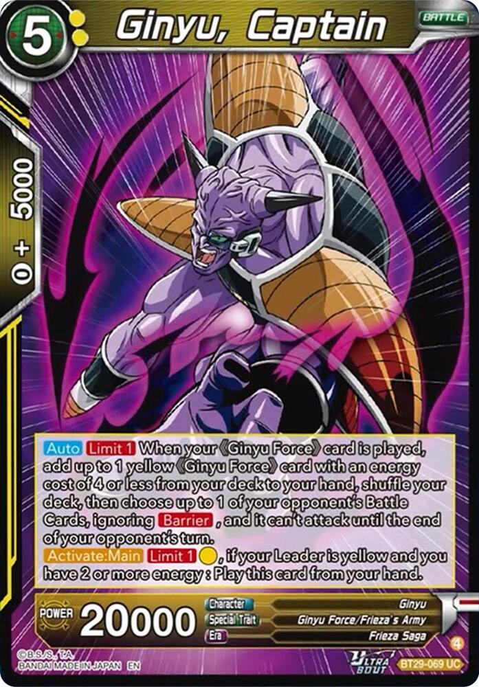 Ginyu, Captain (V.1 - Uncommon) - Fearsome Rivals (Uncommon) [BT29-069] — dragon-ball card
