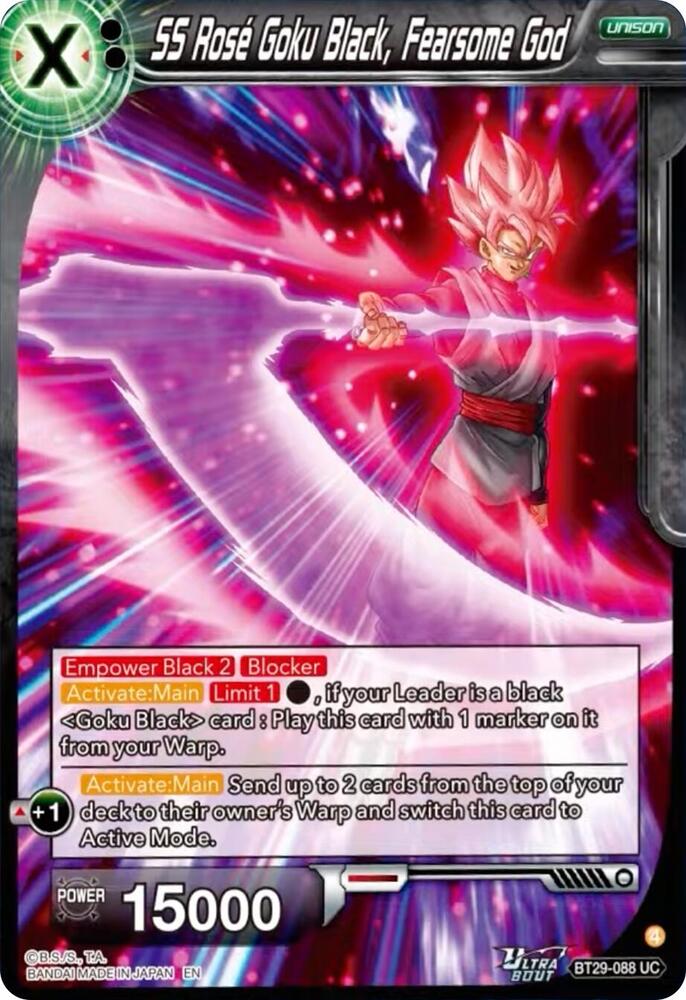 SS Rosé Goku Black, Fearsome God (V.1 - Uncommon) - Fearsome Rivals (Uncommon) [BT29-088] — dragon-ball card Hauptbild