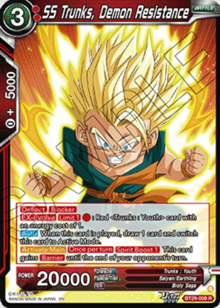 SS Trunks, Demon Resistance - Fearsome Rivals (Rare) [BT29-008] — dragon-ball card