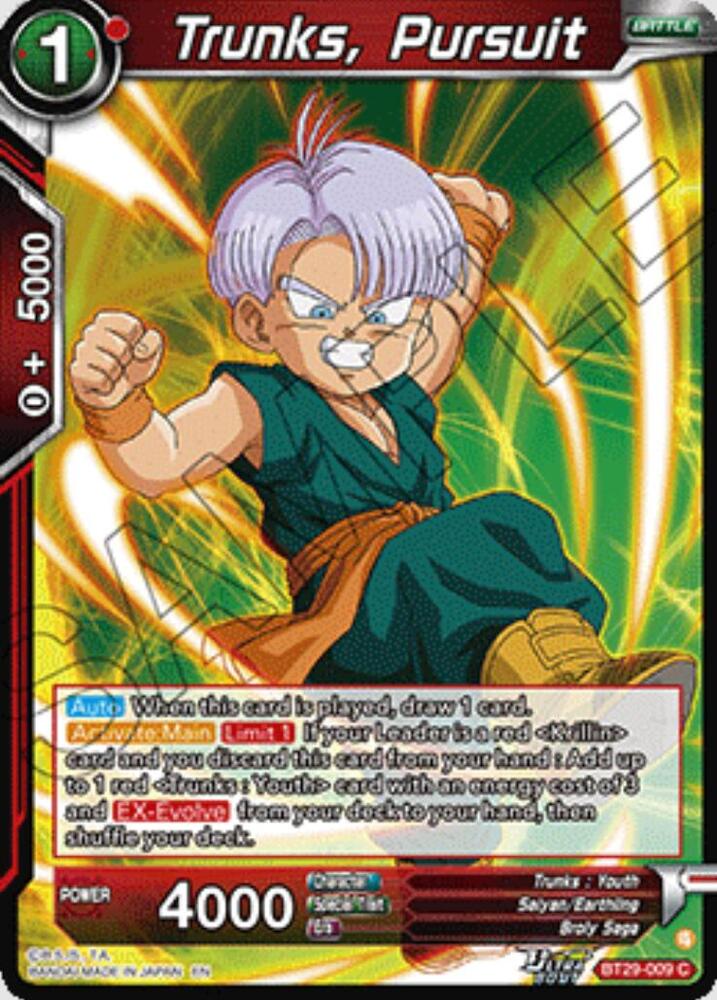 Trunks, Pursuit - Fearsome Rivals (Common) [BT29-009] — dragon-ball card Hauptbild