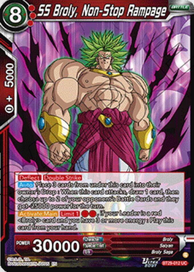 SS Broly, Non-Stop Rampage (V.1 - Uncommon) - Fearsome Rivals (Uncommon) [BT29-012] — dragon-ball card