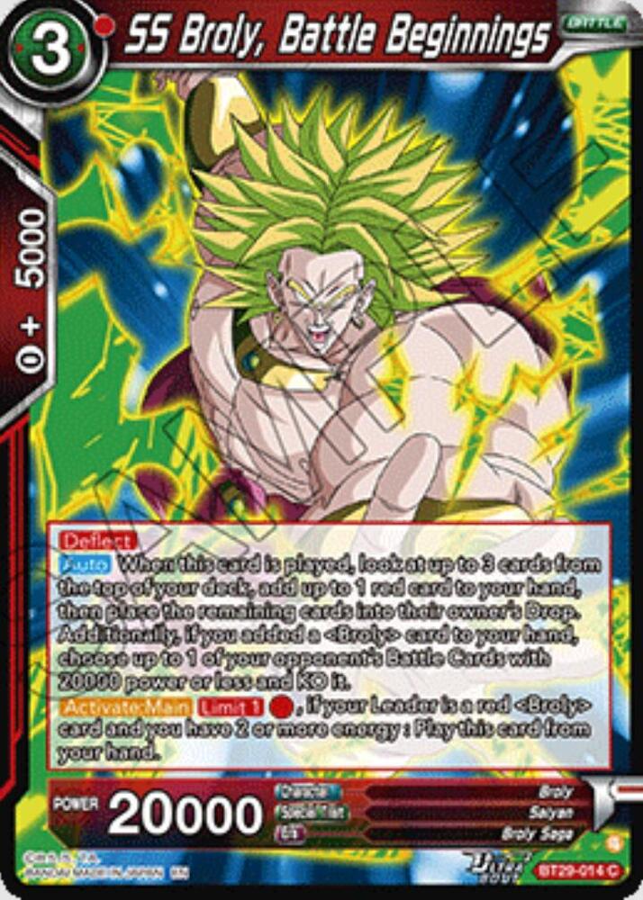 SS Broly, Battle Beginnings - Fearsome Rivals (Common) [BT29-014] — dragon-ball card Main image