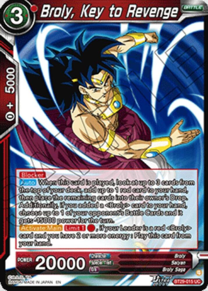 Broly, Key to Revenge - Fearsome Rivals (Uncommon) [BT29-015] — dragon-ball card