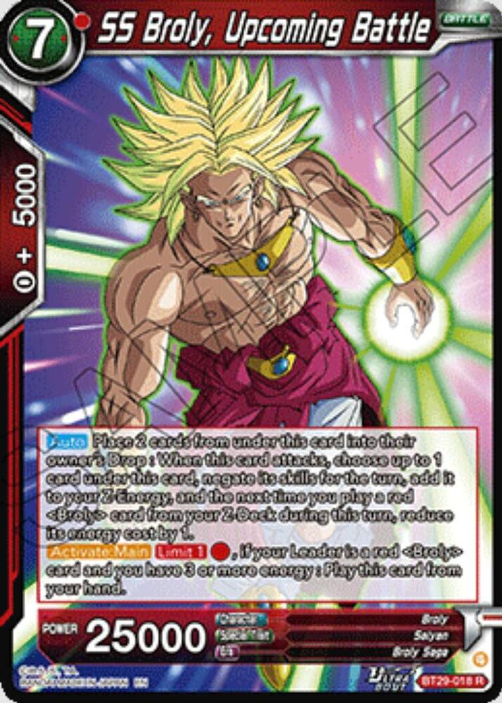 SS Broly, Upcoming Battle - Fearsome Rivals (Rare) [BT29-018] — dragon-ball card
