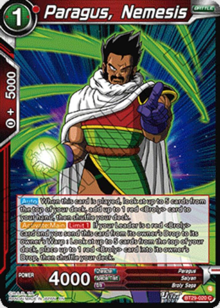 Paragus, Nemesis - Fearsome Rivals (Common) [BT29-020] — dragon-ball card