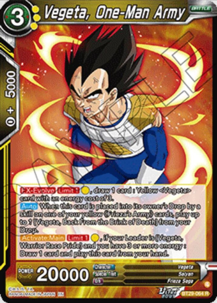 Vegeta, One-Man Army - Fearsome Rivals (Rare) [BT29-064] — dragon-ball card