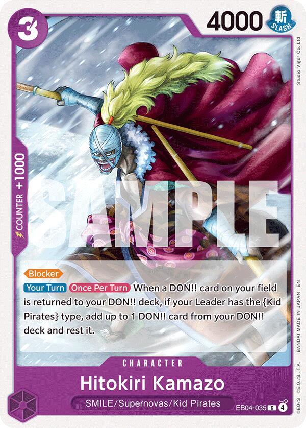 Hitokiri Kamazo (EB04-035) - The Azure Sea's Seven (Common) [OP14-EB04-035] — one-piece card Imagen principal del producto