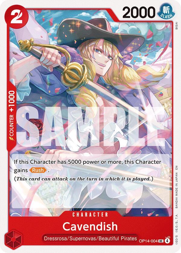 Cavendish (OP14-004) - The Azure Sea's Seven (Uncommon) [OP14-004] — one-piece card