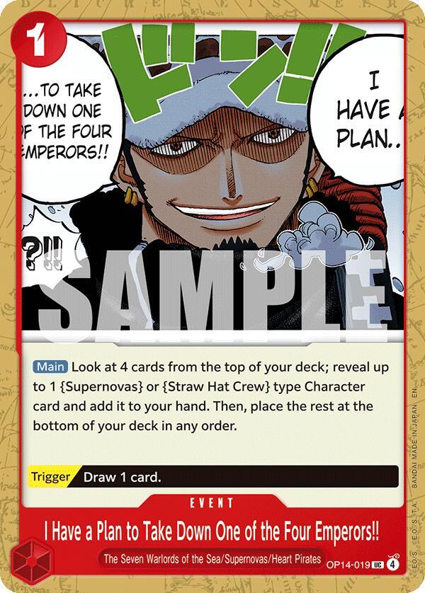 I Have a Plan to Take Down One of the Four Emperors!! (OP14-019) - The Azure Sea's Seven (Uncommon) [OP14-019] — one-piece card