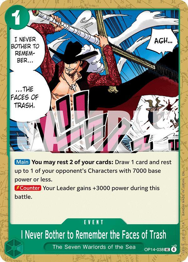 I Never Bother to Remember the Faces of Trash (OP14-038) - The Azure Sea's Seven (Uncommon) [OP14-038] — one-piece card