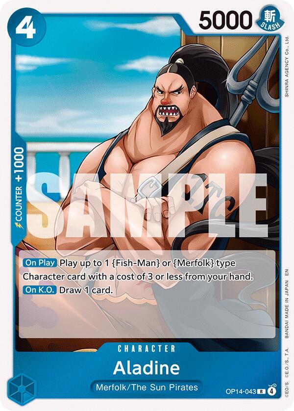 Aladine (OP14-043) - The Azure Sea's Seven (Rare) [OP14-043] — one-piece card Immagine principale del prodotto