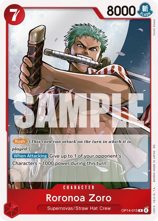 Roronoa Zoro (OP14-015) (V.1) - The Azure Sea's Seven (Rare) [OP14-015] — one-piece card