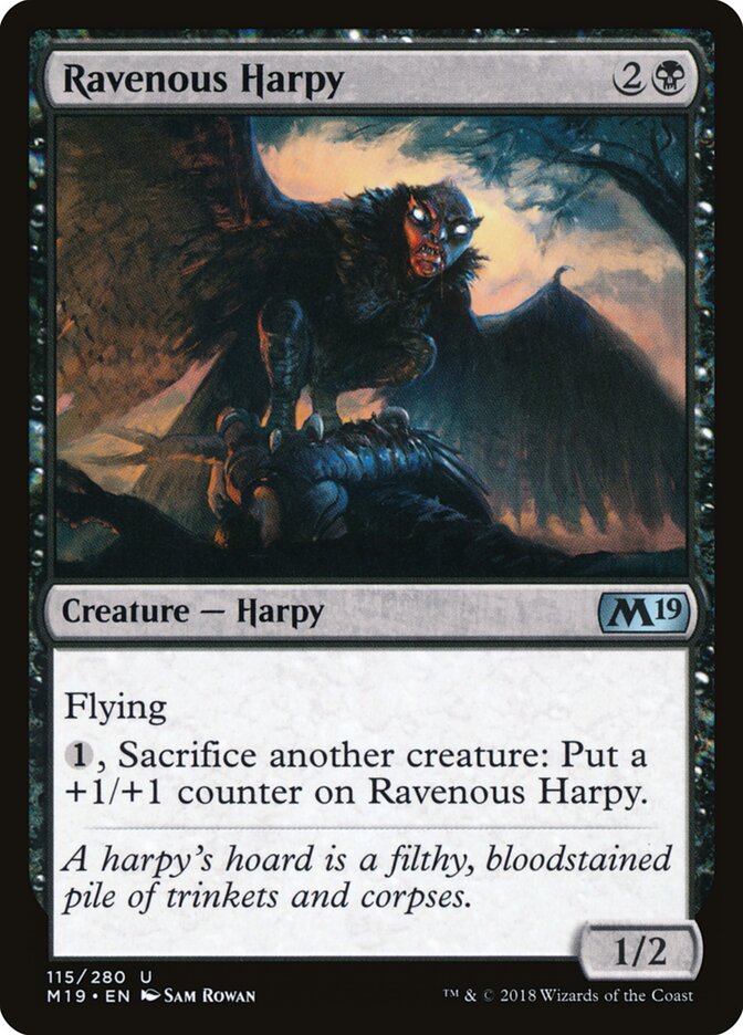Magic-kaart Ravenous Harpy M19-115 uit Core Set 2019 (Uncommon)