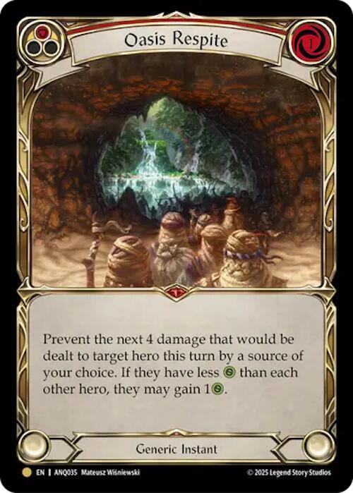 Oasis Respite (Red) — Compendium of Rathe - Antiquity Pack (ANQ-035) Flesh and Blood card Hauptbild