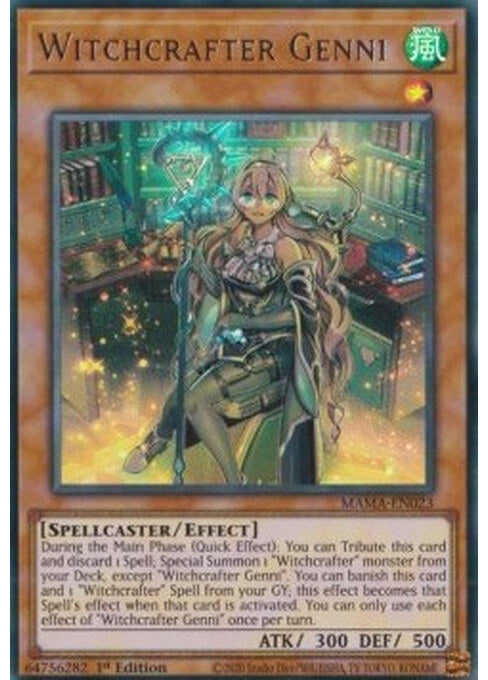 Witchcrafter Genni — Magnificent Mavens (MAMA-023) Yu-Gi-Oh! card Hauptbild