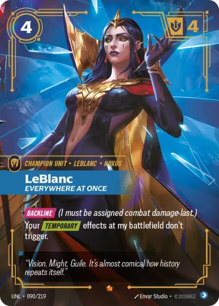 Leblanc, Everywhere at Once (V.1 - Epic) - Unleashed (Epic) [UNL-090] — riftbound card