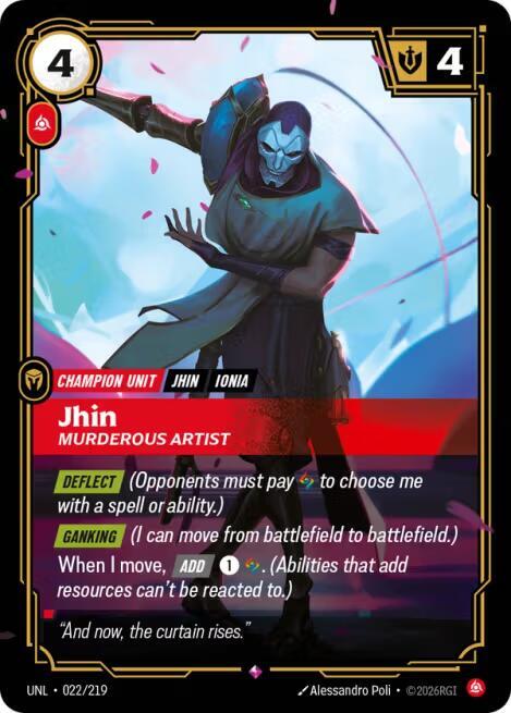 Jhin, Murderous Artist (V.1 - Rare) - Unleashed (Rare) [UNL-022] — riftbound card
