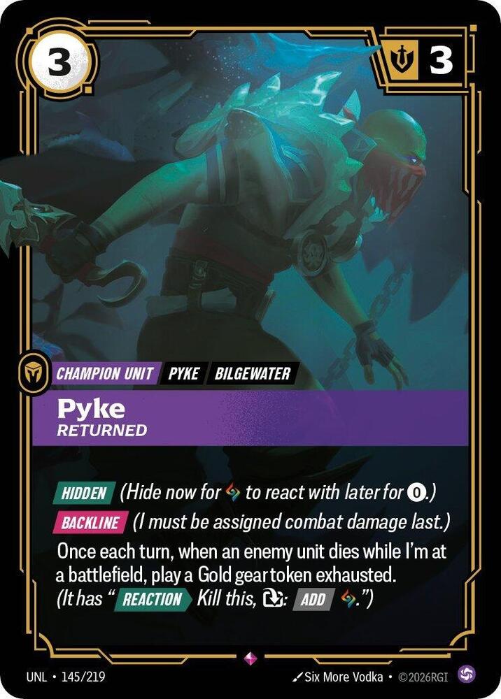 Pyke, Returned (V.1 - Rare) - Unleashed (Rare) [UNL-145] — riftbound card