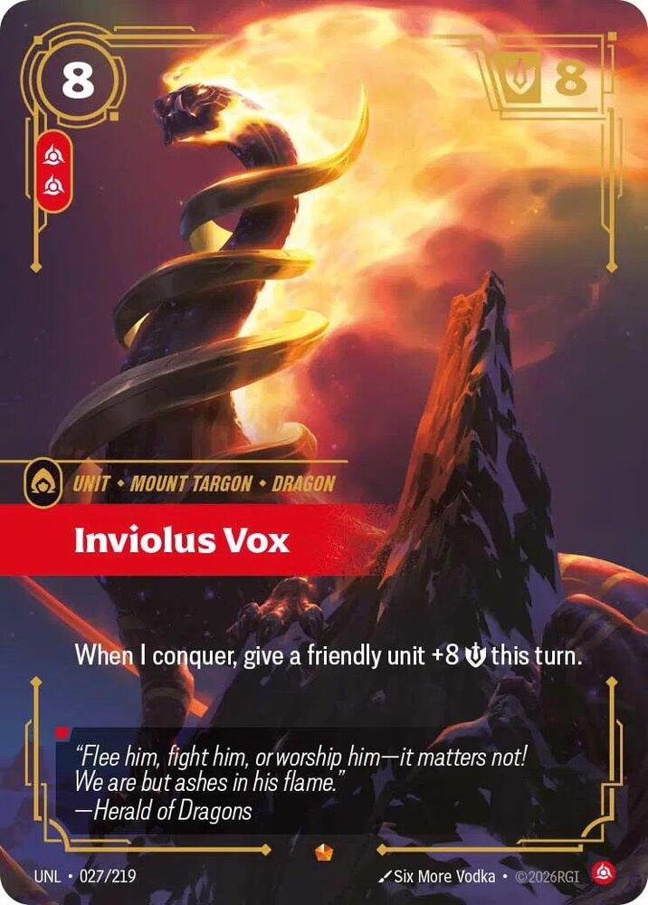 Inviolus Vox - Unleashed (Epic) [UNL-027] — riftbound card Immagine principale del prodotto