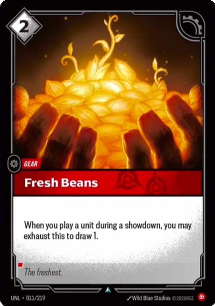 Fresh Beans - Unleashed (Uncommon) [UNL-011] — riftbound card Immagine principale del prodotto