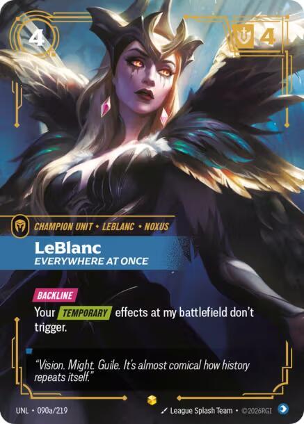 Leblanc, Everywhere at Once (V.2 - Showcase) - Unleashed (Showcase) [UNL-090a] — riftbound card